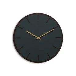 Hemverk - Vægur - Mørk Eg/Conifer Grøn - Guld visere - Ø38 cm