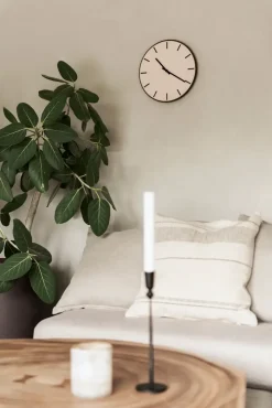 Hemverk - Vægur - Mørk Eg/Powder Dusty Rose - Guld visere - Ø38 cm