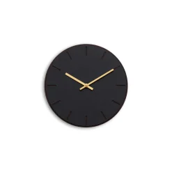 Hemverk - Vægur - Mørk Eg/Sort - Guld visere - Ø28 cm