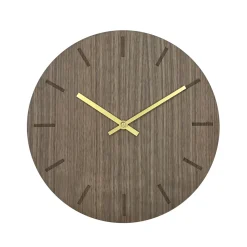 Hemverk - Vægur - Valnød - Ø38 cm - Guld visere