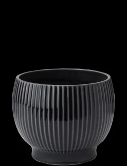 Knabstrup Keramik - urtepotteskjuler Ø 16 cm ripple black