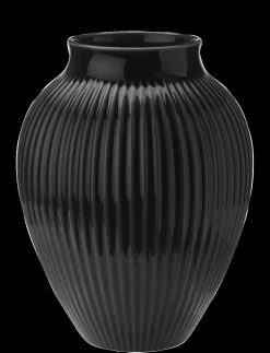 Knabstrup Keramik - vase H 27 cm ripple black