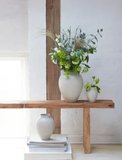 Knabstrup Keramik - vase H 12.5 cm ripple white