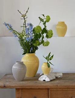 Knabstrup Keramik - vase H 27 cm ripple yellow