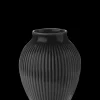 Knabstrup Keramik - vase H 12.5 cm ripple black