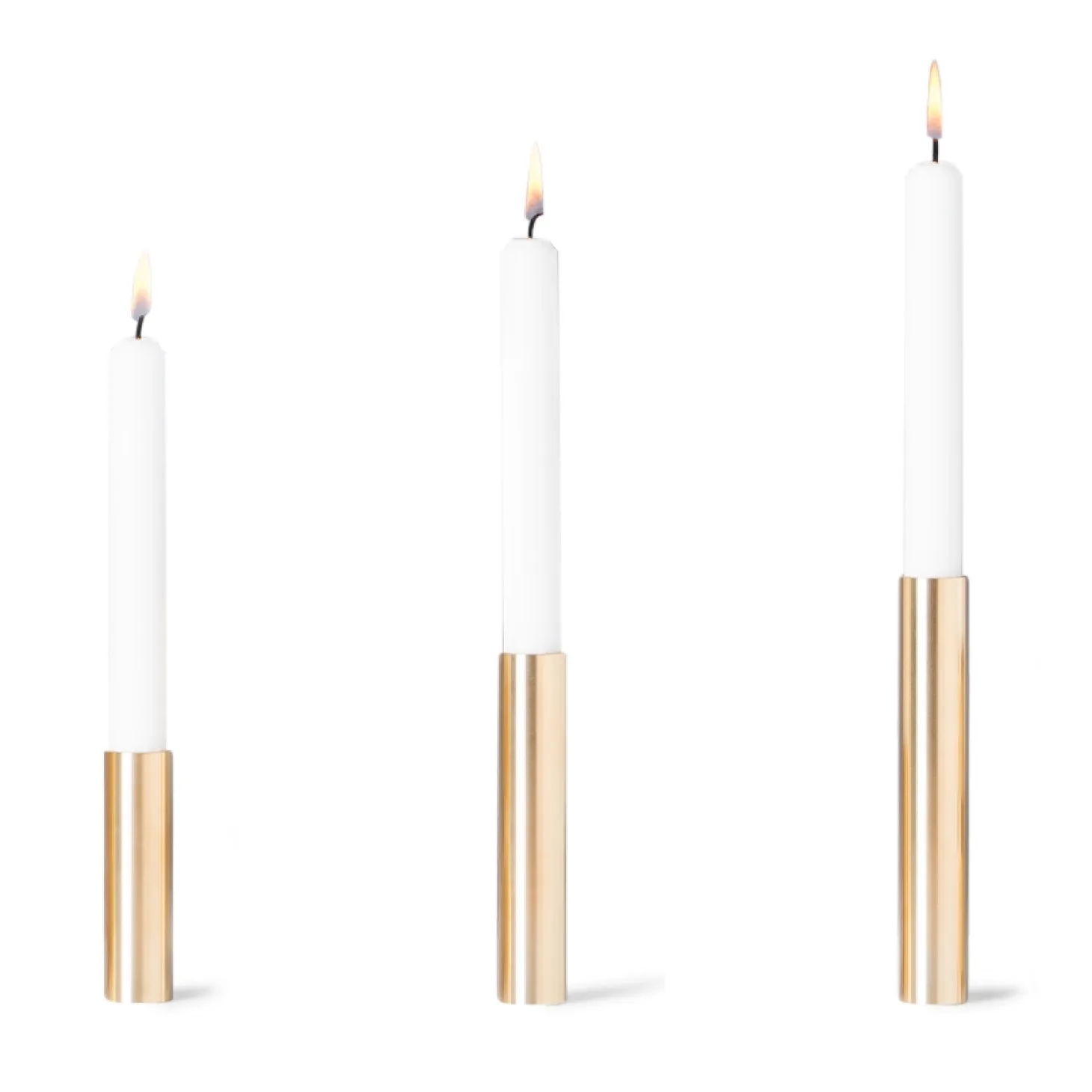 Kunstindustrien - 3 Lysetager Slim Light i Messing - Højde 10 cm, 14 cm ,17 cm