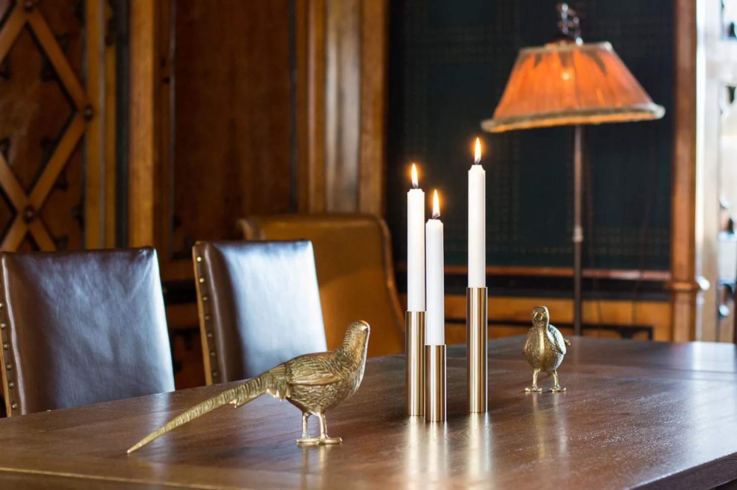 Kunstindustrien - 3 Lysetager Slim Light i Messing - Højde 10 cm, 14 cm ,17 cm