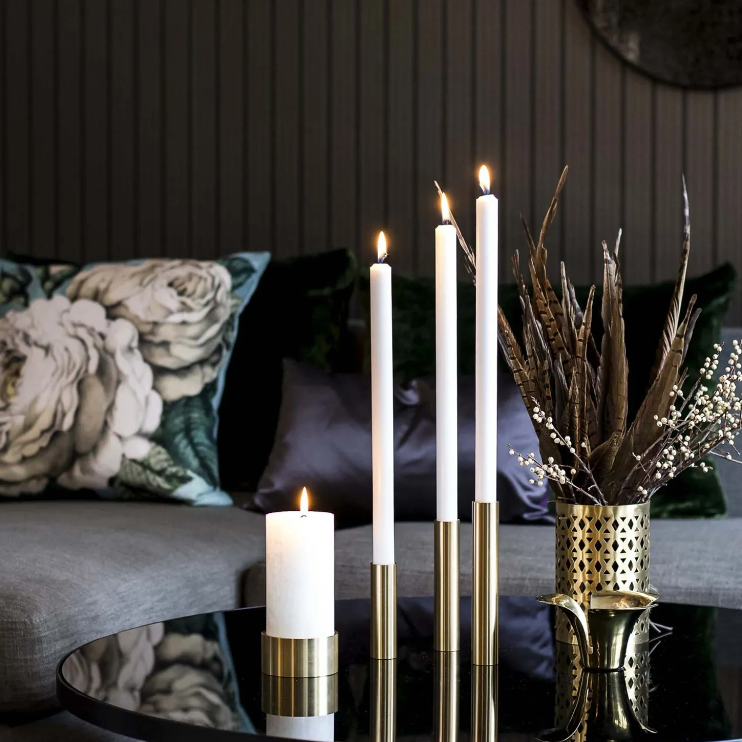 Kunstindustrien - 3 Lysetager Slim Light i Messing - Højde 10 cm, 14 cm ,17 cm