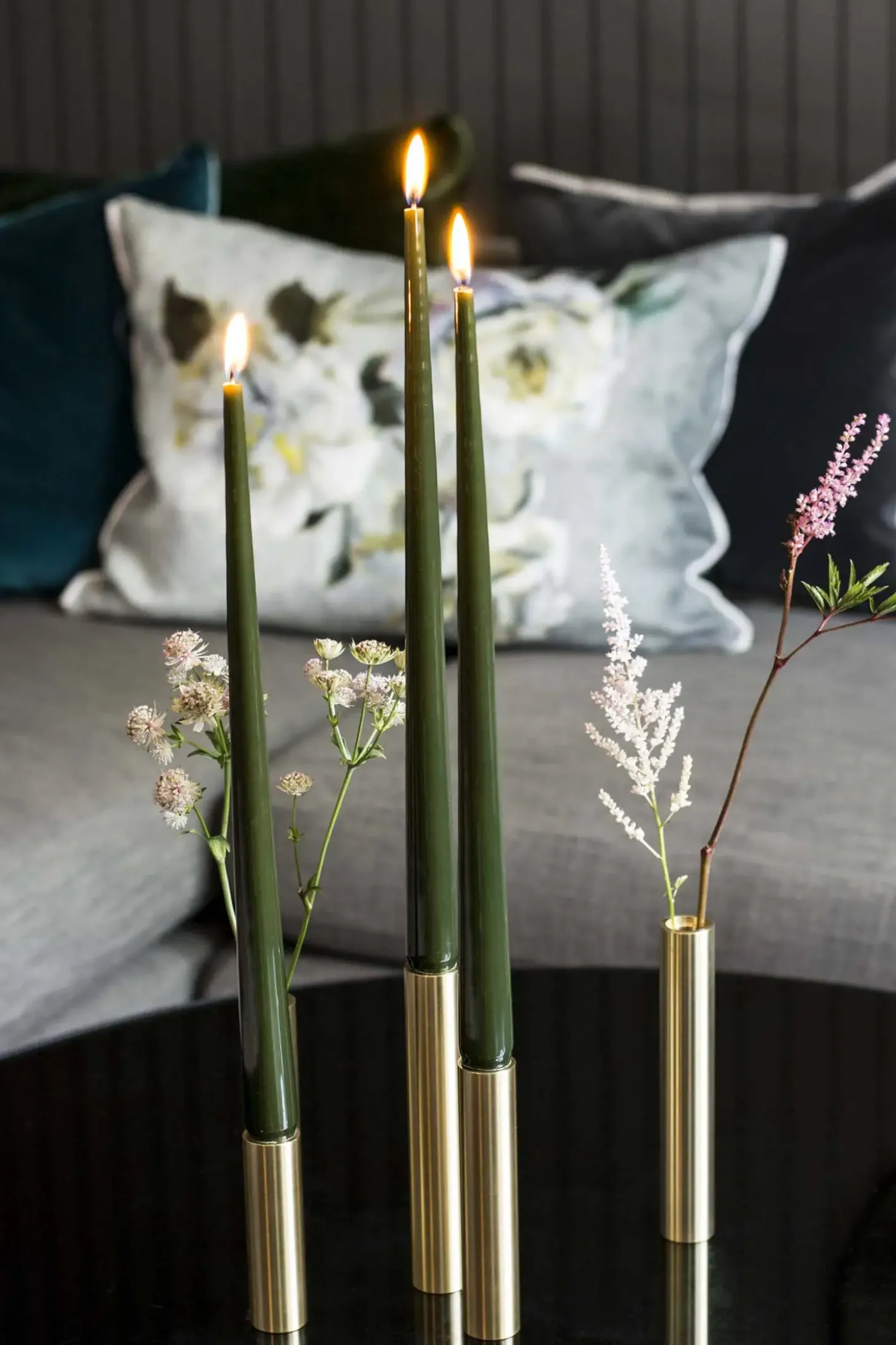 Kunstindustrien - 3 Lysetager Slim Light i Messing - Højde 10 cm, 14 cm ,17 cm