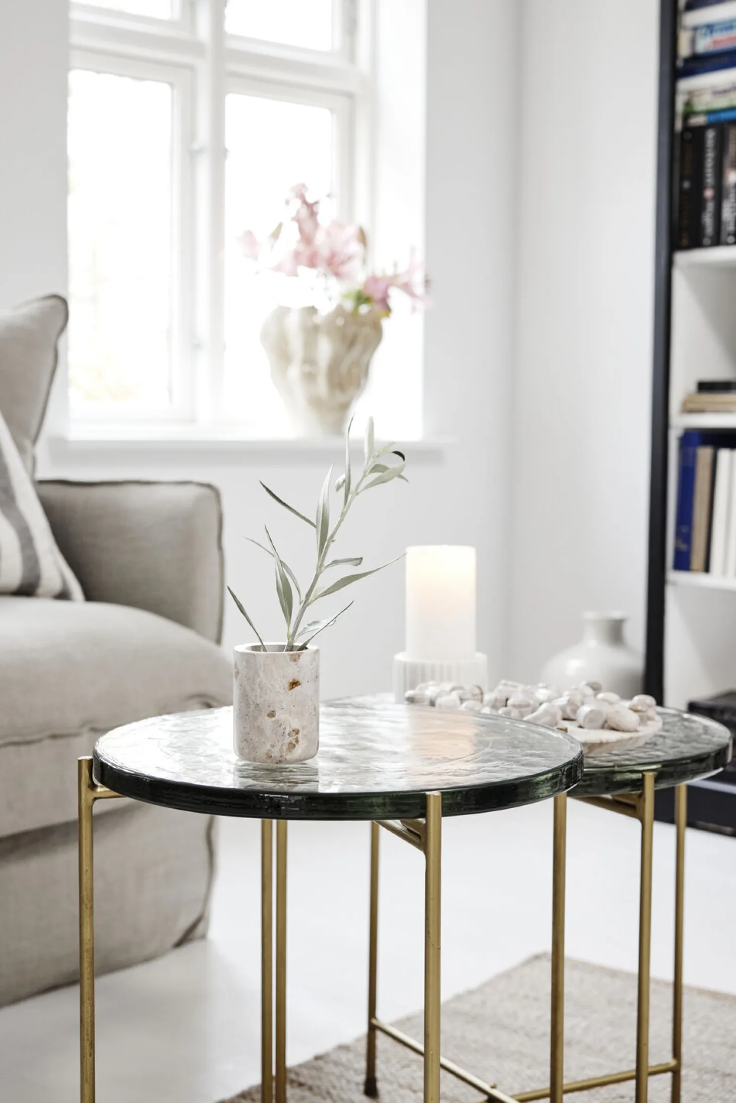 Lene Bjerre - Eliana stage til bloklys 5 cm. hvid marmor