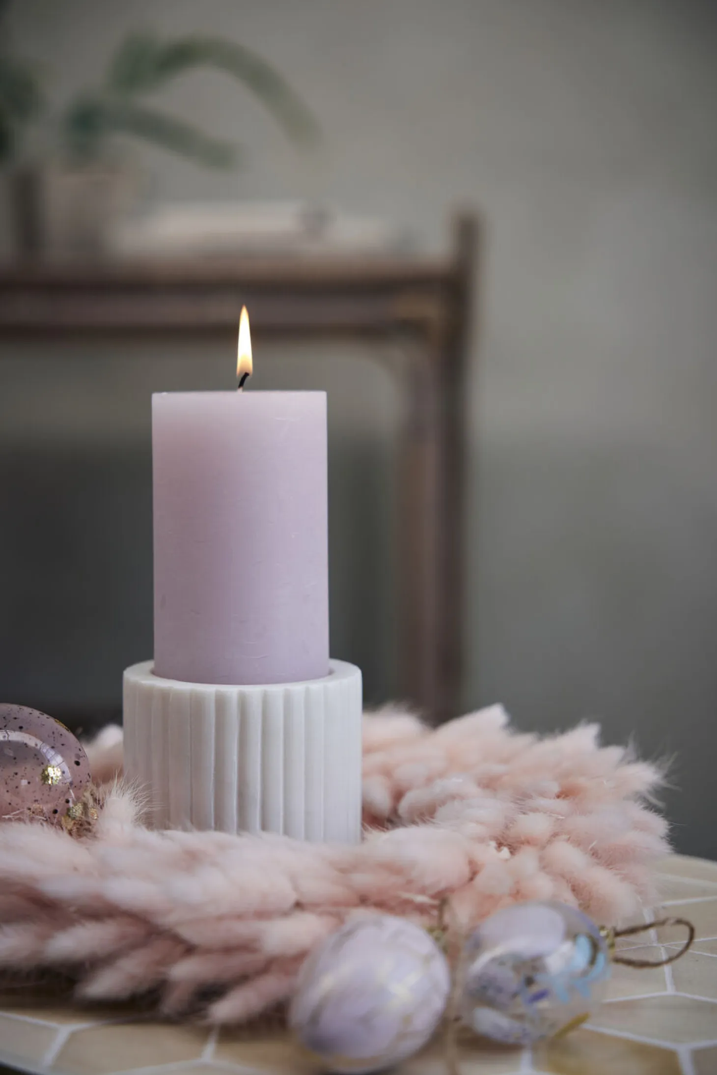 Lene Bjerre - Eliana stage til bloklys 5 cm. hvid marmor