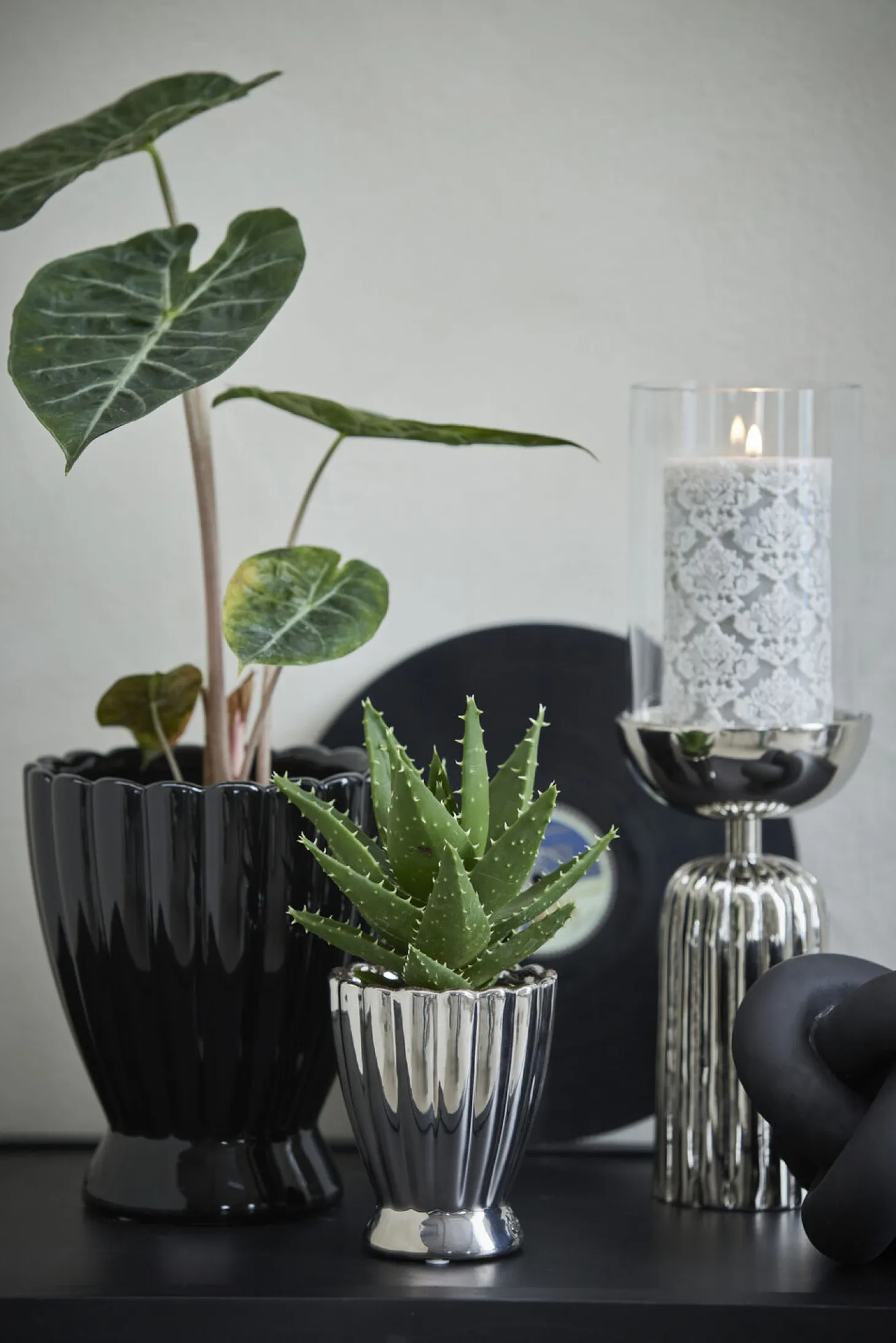 Lene Bjerre - Sandia stage til bloklys H36,5 cm. sølv