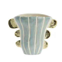 Lene Bjerre - Valentina vase i keramik 24x13 cm. mint/guld