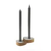 LindDNA lysestage - Curve candle holder nupo metallic/oak (sæt af 2 stk.)