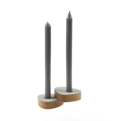 LindDNA lysestage - Curve candle holder nupo metallic/oak (sæt af 2 stk.)