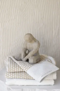 Mette Ditmer - GRID gæstehåndklæde, 2-pak, Sand / Off-white