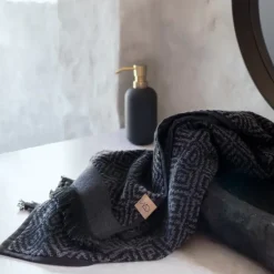 Mette Ditmer - MAROKKO gæstehåndklæde, 2-pak, sort/grå