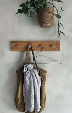 Moudhome - OAK Knagerække Egetræ Med Stål Knager - 50 cm