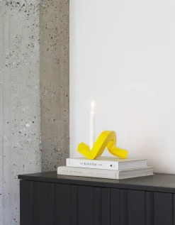 Normann Copenhagen - Lysestage - Crooked Candlestick One - Yellow / Gul