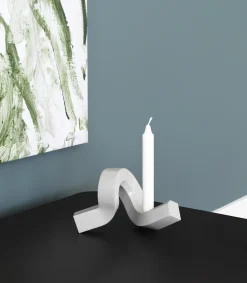 Normann Copenhagen - Lysestage - Crooked Candlestick One - Grey / Grå