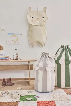 Oyoy - Opbevaringsposer - Saga - 2 stk. - Beige/grøn stribet