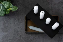 Present time - Candle holder Boxed rectangle glass black