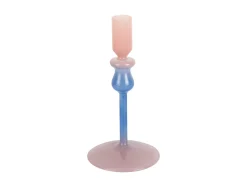 Present time - Candle holder Duo Colores small soft pink w. cobalt blue