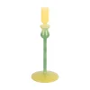 Present time - Candle holder Duo Colores medium soft yellow w. retro green