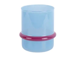 Present time - Candle holder Animado Anillo soft blue w. bright pink