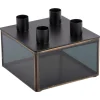 Present time - Candle holder Boxed square glass black