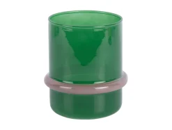Present time - Candle holder Animado Anillo retro green w. soft pink