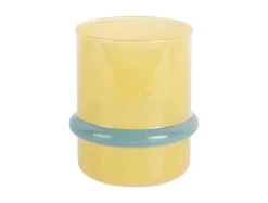Present time - Candle holder Animado Anillo mango yellow w. soft blue