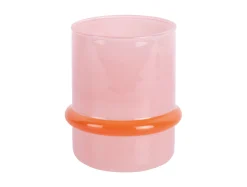 Present time - Candle holder Animado Anillo soft pink w. bright orange