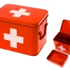 Present time - Medicine storage box metal red w. white cross