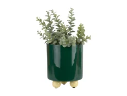 Present time - Plant pot Double Funky medium retro green w. soft yellow