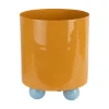 Present time - Plant pot Double Funky large mango yellow w. soft blue