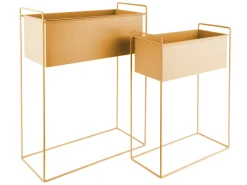 Present time - Plant pot set Essence straight iron ochre yellow