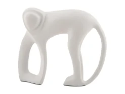 Present time - Statue Monkey metal matt white