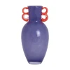Present time - Vase Fiesta glass large bright purple, orange handles
