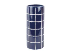 Present time - Vase Retro Tiles round medium cobalt blue