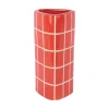 Present time - Vase Retro Tiles triangular medium bright scarlet red