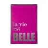 Present time - Wall art La Vie Est Belle canvas medium dark pink, silver foil