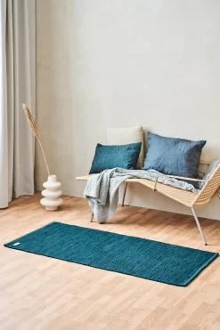 Rug Solid - Bomuldstæppe, petroleum - 75x300 cm.