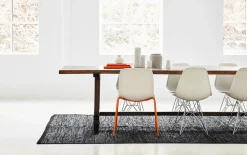 Rug Solid - Tæppe m. læder, sort - 65x135 cm