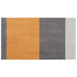 Tica Copenhagen - Smudsmåtte - Stripes Horizon - Dijon/Lysegrå/Steelgrey - 60x90 cm