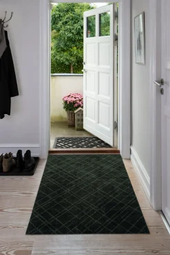 Tica Copenhagen - Smudsmåtte - Lines - Mørkegrøn - 90x130 cm