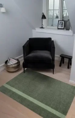 Tica Copenhagen - Smudsmåtte - Stripes Vertical - Lysegrøn/Støvet - 90x200 cm