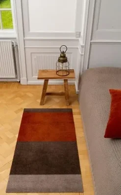 Tica Copenhagen - Smudsmåtte - Stripes Horizon - Sand/Brun/Terracota - 90x200 cm