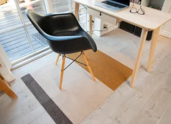 Tica Copenhagen - Smudsmåtte - Stripes Horizon - Ivory-Dijon-Brown - 90x130 cm