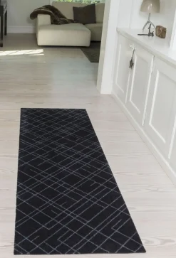 Tica Copenhagen - Smudsmåtte - Lines - Sort/grå - 67x200 cm
